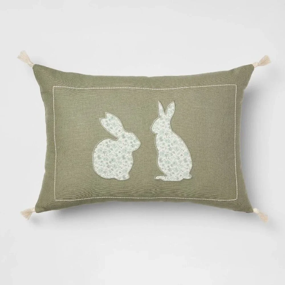 Lumbar Easter Bunny Applique with Tassels Pillow - Threshold Studio McGee